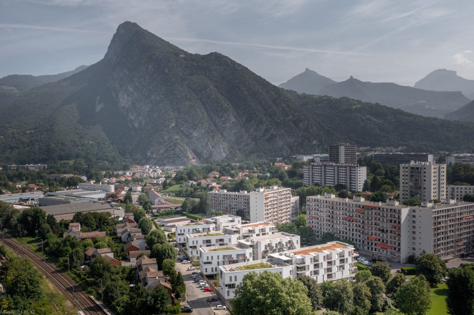 Vue aérienne en situation, Les Patios d'Opaline à Saint Egrève