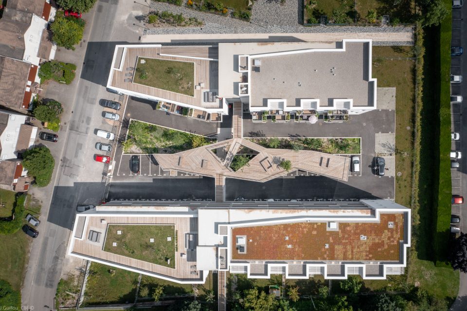 Vue aérienne au nadir du programme Les Patios d'Opaline